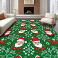 thumbnail image 1 of ODIKA 2'x3' Machine Washable Non-Slip Area Rug, Whimsical Santa Claus and Snowflake Interlocking Yuletide Decorative High Traffic Rug, Green, 653980, 1 of 7