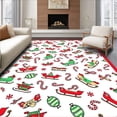 thumbnail image 1 of ODIKA 2'x3' Machine Washable Non-Slip Area Rug, Whimsical Santa Sleigh and Cane Patchwork Medley High Traffic Rug, Red, 734311, 1 of 7
