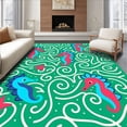 thumbnail image 1 of ODIKA 2'x3' Machine Washable Non-Slip Area Rug, Whimsical Seahorse Nautical Bath High Traffic Rug, Green, 729636, 1 of 7