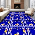 thumbnail image 1 of ODIKA 2'x3' Machine Washable Non-Slip Area Rug, Whimsical Snowman Gathering on Festive Interlocking Grid with Seasonal Flair High Traffic Rug with Pad, Blue, 732188, 1 of 8