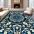 thumbnail image 1 of ODIKA 2'x3' Machine Washable Non-Slip Area Rug, Whimsical Spider Web with Wildflowers and Abstract Leaves High Traffic Rug with Pad, Blue, 542593, 1 of 8