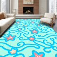 thumbnail image 1 of ODIKA 2'x3' Machine Washable Non-Slip Area Rug, Whimsical Starfish Shell Motif with Playful Wave Accents High Traffic Rug, Blue, 729654, 1 of 7