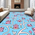 thumbnail image 1 of ODIKA 2'x3' Machine Washable Non-Slip Area Rug, Whimsical Village Alphabet Interactive Guide High Traffic Rug, Pink, 693127, 1 of 7