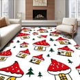 thumbnail image 1 of ODIKA 2'x3' Machine Washable Non-Slip Area Rug, Whimsical Winter Woodland Gnome Village Scene Floor High Traffic Rug, Red, 627069, 1 of 7