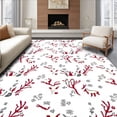 thumbnail image 1 of ODIKA 2'x3' Machine Washable Non-Slip Area Rug, Whimsical Winter Woodland Scene Featuring Elk and Snowy Branches High Traffic Rug with Pad, Red, 733037, 1 of 8