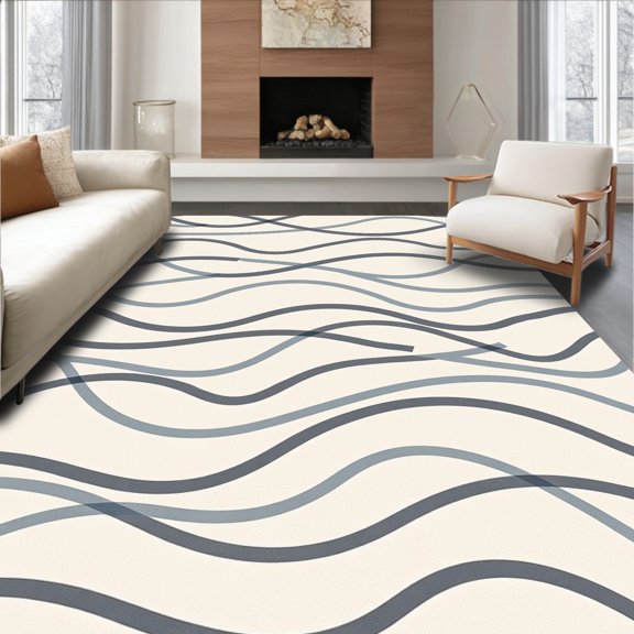 ODIKA 2x3 Machine Washable Non-Slip Area Rug, Whisper Blend Wave Symphony High Traffic Rug, Gray, 664697