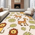 thumbnail image 1 of ODIKA 2'x3' Machine Washable Non-Slip Area Rug, Wild Savanna Friends Expedition Menagerie Jungle Carnival High Traffic Rug, Beige, 684032, 1 of 7