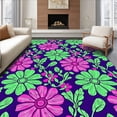 thumbnail image 1 of ODIKA 2'x3' Machine Washable Non-Slip Area Rug, Wildflower Meadow Interlocking Petal Botanical Art Design High Traffic Rug, Purple, 704298, 1 of 7