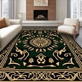 thumbnail image 1 of ODIKA 2'x3' Machine Washable Non-Slip Area Rug, Wildlife Forest Medallion with Antler Motifs High Traffic Rug with Pad, Green, 667066, 1 of 8