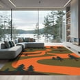 thumbnail image 1 of ODIKA 2'x3' Machine Washable Non-Slip Area Rug, Wildlife Trail Interlocking Design With Soaring Eagles and River Valleys High Traffic Rug with Pad, Orange, 910870, 1 of 8