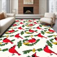 thumbnail image 1 of ODIKA 2'x3' Machine Washable Non-Slip Area Rug, Winter Cardinal with Evergreen Wreath Design High Traffic Rug with Pad, Red, 732298, 1 of 8