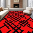 thumbnail image 1 of ODIKA 2'x3' Machine Washable Non-Slip Area Rug, Winter Hearth Lumberjack Quilted Diagonal Grid Crosshatch High Traffic Rug with Pad, Red, 621201, 1 of 8