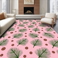 thumbnail image 1 of ODIKA 2'x3' Machine Washable Non-Slip Area Rug, Winter Pine Branch with Evergreen Needle Detail Artwork High Traffic Rug, Pink, 732990, 1 of 7