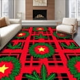 thumbnail image 1 of ODIKA 2'x3' Machine Washable Non-Slip Area Rug, Winter Plaid Design with Wreath and Accents High Traffic Rug with Pad, Red, 610410, 1 of 8