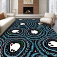thumbnail image 1 of ODIKA 2'x3' Machine Washable Non-Slip Area Rug, Winter Sloth Wonderland Interlocking Motif Folk Art High Traffic Rug with Pad, Black, 744362, 1 of 8