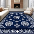 thumbnail image 1 of ODIKA 2'x3' Machine Washable Non-Slip Area Rug, Winter Snowflake Medallion Hallway Machine Design High Traffic Rug, Blue, 611115, 1 of 7