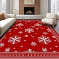 thumbnail image 1 of ODIKA 2'x3' Machine Washable Non-Slip Area Rug, Winter Snowflake Medallion with Crystalline Motifs High Traffic Rug with Pad, Red, 507641, 1 of 8