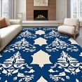thumbnail image 1 of ODIKA 2'x3' Machine Washable Non-Slip Area Rug, Winter Wonderland Mosaic Featuring Stylized Pine and Snowflake High Traffic Rug with Pad, Blue, 637395, 1 of 8
