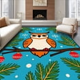 thumbnail image 1 of ODIKA 2'x3' Machine Washable Non-Slip Area Rug, Winter Wonderland Tree Scene with Cheerful Owl and Holiday Baubles Design High Traffic Rug with Pad, Blue, 730720, 1 of 8