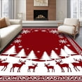thumbnail image 1 of ODIKA 2'x3' Machine Washable Non-Slip Area Rug, Yuletide Celebration Long Path Embellishment Showcasing Snowy Art High Traffic Rug with Pad, Red, 608886, 1 of 8