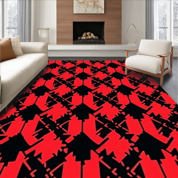 ODIKA 2'x3' Machine Washable Non-Slip Area Rug, Yuletide Checkboard Heritage Lattice High Traffic Rug, Red, 508308