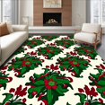 thumbnail image 1 of ODIKA 2'x3' Machine Washable Non-Slip Area Rug, Yuletide Poinsettia Scroll with Victorian Holiday High Traffic Rug, Green, 611574, 1 of 7