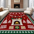 thumbnail image 1 of ODIKA 2'x3' Machine Washable Non-Slip Area Rug, Yuletide Washroom Entryway Hearth Stockings Display High Traffic Rug, Red, 626579, 1 of 7