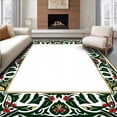 thumbnail image 1 of ODIKA 2'x3' Machine Washable Non-Slip Area Rug, Yuletide Wreath Welcome with Ornamental Border High Traffic Rug, Green, 738265, 1 of 7