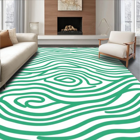 ODIKA 2x3 Machine Washable Non-Slip Area Rug, Zen Garden Ripple Effect Design High Traffic Rug, Green, 389494