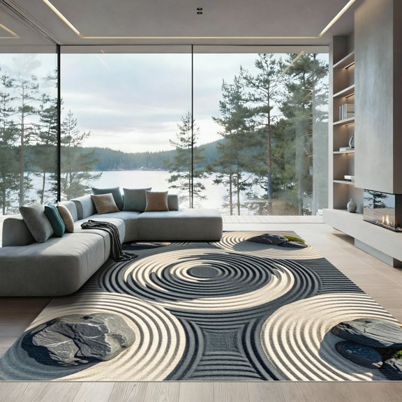 ODIKA 2x3 Machine Washable Non-Slip Area Rug, Zen Gray High Traffic Rug, Grey, 1237984