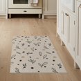 thumbnail image 1 of ODIKA 3'x5' Beige Black Modern Leaf Design Washable Accent Rug Stylish Abstract Pattern with Shapes Pet Friendly, Non-Shedding Mat for Bedside, Nursery Room, 1 of 7