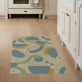 thumbnail image 1 of ODIKA 3'x5' Beige Blue Abstract Geometric Circles Washable Accent Rug Contemporary Curved Shapes Artistic Design With Flowing for Bedside, Nursery Room, Pet Friendly & Non-Shedding, 1 of 7