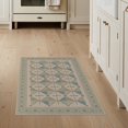 thumbnail image 1 of ODIKA 3'x5' Beige Blue Geometric Star Medallion Washable Area Rug Ornate Border Diamond Grid Pattern Classic Non-Slip, Flatweave, Easy Care for Hallway, Laundry Room, 1 of 7