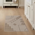 thumbnail image 1 of ODIKA 3'x5' Beige Geometric Art Design Washable Accent Rug Modern Abstract Pattern with Motifs for Bedside, Nursery Room, Pet Friendly & Non-Shedding, 1 of 6