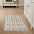 thumbnail image 1 of ODIKA 3'x5' Beige Geometric Chain Natural Stripe Washable Area Rug Contemporary Interlocking Square Motif With Flowing Curved Connector Non-Slip, Flatweave, Easy Care for Hallway, Laundry Room, 1 of 7