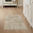 thumbnail image 1 of ODIKA 3'x5' Beige Modern Geometric Grid Abstract Washable Throw Rug Minimalist Block Pattern Design with Clean Lines for Entryway, Kitchen, Mudroom, Stain Resistant, Low Profile, Non-Slip, 1 of 5