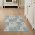 thumbnail image 1 of ODIKA 3'x5' Blue Gray Abstract Geometric Spa Mist Washable Throw Rug Contemporary Modern Interlocking Shapes Minimalist Stain Resistant, Low Profile, Non-Slip for Entryway, Kitchen, Mudroom, 1 of 7
