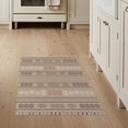 thumbnail image 1 of ODIKA 3'x5' Brown Mocha Geometric Striped Pattern Washable Area Rug Traditional Horizontal Bands Design Dotted Borders Non-Slip, Flatweave, Easy Care for Hallway, Laundry Room, 1 of 7