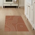 thumbnail image 1 of ODIKA 3'x5' Coral Red Minimal Curvature Design Washable Accent Rug Mid Century Modern Abstract Arch Pattern Pet Friendly, Non-Shedding Mat for Bedside, Nursery Room, 1 of 7