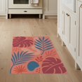 thumbnail image 1 of ODIKA 3'x5' Coral Teal Tropical Elegance with Modern Washable Throw Rug Chic Botanical Patterns for Contemporary Decor for Entryway, Kitchen, Mudroom, Stain Resistant, Low Profile, Non-Slip, 1 of 7