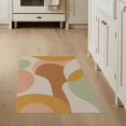 thumbnail image 1 of ODIKA 3'x5' Earthy Tones Abstract Wavy Stripes Washable Accent Rug Modern Geometric Design with Fluid Curves Pet Friendly, Non-Shedding Mat for Bedside, Nursery Room, 1 of 6
