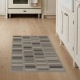 thumbnail image 1 of ODIKA 3'x5' Gray Beige Modern Geometric Striped Washable Area Rug Contemporary Block Motif with Diagonal for Hallway, Laundry Room, Non-Slip, Flatweave, Easy Care, 1 of 6