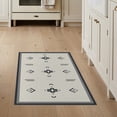 thumbnail image 1 of ODIKA 3'x5' Ivory Charcoal Geometric Design Washable Throw Rug Modern Symmetrical Motif with Bold Accents for Entryway, Kitchen, Mudroom, Stain Resistant, Low Profile, Non-Slip, 1 of 7