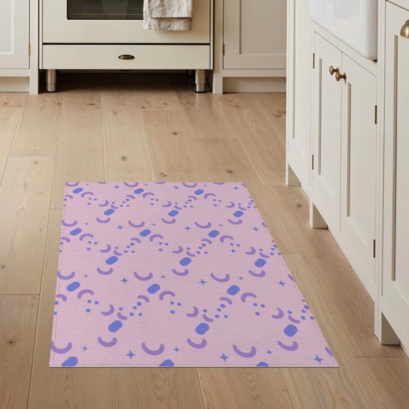 ODIKA 3'x5' Lavender Giggle Squiggle Pink Tufted Washable Accent Rug Playful Abstract With Modern Geometric Design Pet Friendly, Non-Shedding Mat for Bedside, Nursery Room