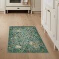 thumbnail image 1 of ODIKA 3'x5' Mint Green Meadow Lily Washable Throw Rug Whimsical Nature Scene With Floral And Fauna Motifs for Entryway, Kitchen, Mudroom, Stain Resistant, Low Profile, Non-Slip, 1 of 7