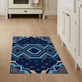 thumbnail image 1 of ODIKA 3'x5' Navy Blue Art Geometric Diamond Washable Area Rug Stepped Border Design With Hexagonal Centerpiece And Corner Accents for Hallway, Laundry Room, Non-Slip, Flatweave, Easy Care, 1 of 7