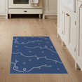 thumbnail image 1 of ODIKA 3'x5' Navy Blue Chain Nautical Star Compass Washable Area Rug Flowing Curved With Geometric Gems Starbursts Maritime Contemporary for Hallway, Laundry Room, Non-Slip, Flatweave, Easy Care, 1 of 7