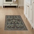 thumbnail image 1 of ODIKA 3'x5' Navy Blue Ornate Floral Washable Throw Rug Intricate Botanical Motifs With Classic Symmetrical Design Stain Resistant, Low Profile, Non-Slip for Entryway, Kitchen, Mudroom, 1 of 7