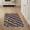 thumbnail image 1 of ODIKA 3'x5' Navy Tan Kuba Handwoven Geometric Wave Washable Area Rug Diagonal Striped Contemporary Abstract Design Non-Slip, Flatweave, Easy Care for Hallway, Laundry Room, 1 of 7