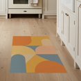 thumbnail image 1 of ODIKA 3'x5' Orange Yellow Geometric Design Washable Throw Rug Contemporary Abstract Pattern Aesthetic Stain Resistant, Low Profile, Non-Slip for Entryway, Kitchen, Mudroom, 1 of 7